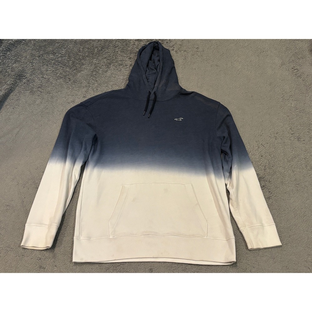 Hollister Must-Have Collection Ombre Dip Dye Hoodie Navy White XL 322F2342